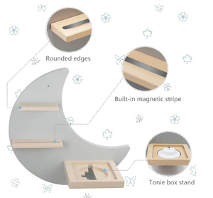 Tonies Starter Figures Moon 3 Stars Design Boîte à musique compatible magnétique Chambre de bébé pour enfants Étagère <span class=keywords><strong>Toniebox</strong></span> en bois - Product Image 2