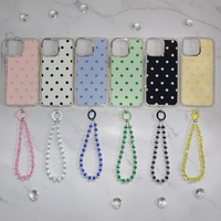 Étui de téléphone de luxe en TPU+PC avec motif à pois et dragonne pour 16/15/14/13/12/11/12 Pro/13 Pro/14 Pro/15 Pro/16 Pro/17 Promax