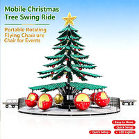 Manège de Noël en forme d'arbre, balançoire de fête foraine, attraction mobile montée sur remorque pour foire, centre commercial, parc, événement