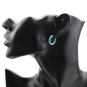 Pendientes de Aro de 12 mm, Redondos, Esmaltados, Coloridos, con Diseño Geométrico, para Uso Diario de Mujeres - Product Image 2