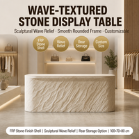 Table de présentation de vêtements LYH en fibre de verre texturée, durable, imperméable, écologique, entièrement assemblée, avec rangement pour boutiques et centres commerciaux