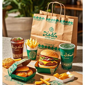 Caja de embalaje de alimentos para llevar para restaurante, caja de hamburguesas de papel Kraft desechable ecológica, contenedor para llevar, caja personalizada para hamburguesas y patatas fritas - Product Image 2