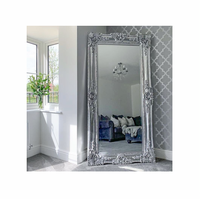 Cadre de feuille décorative en argent et or, grand format, décoration murale avec Rococo, french, miroir