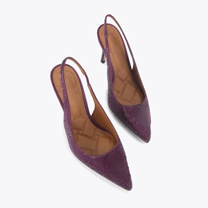 <span class=keywords><strong>Escarpins</strong></span> à bride arrière en satin et strass pour <span class=keywords><strong>femme</strong></span>, couleur violette, talon aiguille, bout pointu, tendance mode, été automne, soirée, OEM ODM - Product Image 2