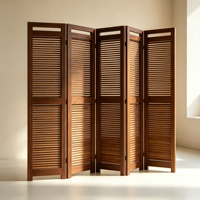 Paravent pliant en bois à 5 panneaux, écran de séparation à persiennes, opaque, style zen asiatique