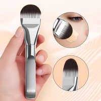 Pinceau de maquillage premium à tête plate, poils synthétiques denses, pinceau cosmétique pour fond de teint liquide ou crème, marque privée