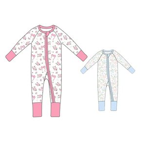 Bộ Đồ Bơi liền thân thiết kế mới, phối màu tương phản ở cổ tay và mắt cá chân, khóa kéo YKK, chất liệu mềm mại như tre, dành cho bé gái. - Product Image 1