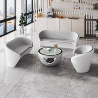 Sofá de Recepción Brillante para Salón de Belleza, Muebles de Oficina Modernos y Duraderos, Pintura Horneada, Juego de Sofás de Cuero de 3 Plazas y Mesa Auxiliar
