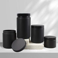 Emballage en plastique noir mat givré 600ml HDPE vide personnalisé Pot de crème cosmétique pour gommage corporel