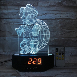 Mát rùa Acrylic Thiết kế Giấc Mơ ánh sáng ban đêm với chức năng đồng hồ 3D ảo ảnh Đèn - Product Image 1