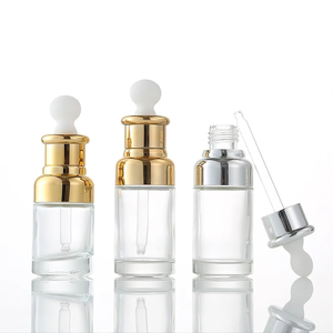 Botella Cosmética de Vidrio Transparente de Lujo Capot de 20ml, 30ml, 50ml con Gotero de Aluminio para Suero y Aceites Esenciales, Diseño Elegante - Product Image 1