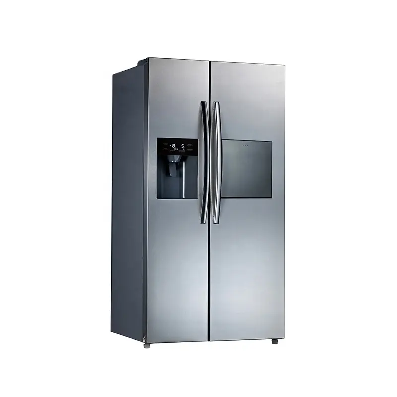 Smad-refrigerador de puerta lateral de acero inoxidable, máquina de hielo automática