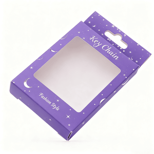 Boîte en papier pliée sur mesure avec fenêtre d'affichage en <span class=keywords><strong>PVC</strong></span> transparent et trou de suspension pour porte-clés, solutions d'emballage de cadeaux romantiques - Product Image 2