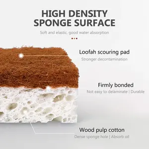 Masthome lavable 8 pièces carrelage luffa cuisine nettoyage dense <span class=keywords><strong>magique</strong></span> détail luffa éponge avec nettoyant pour chaussures éponge - Product Image 5