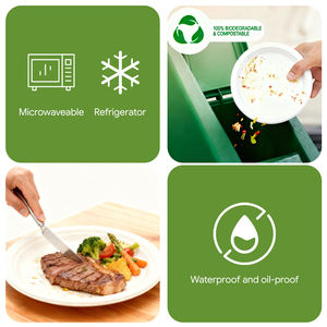 أطباق ورقية قابلة للتحلل بنسبة 100٪ مقاس <span class=keywords><strong>7</strong></span> بوصات، متينة وصديقة للبيئة، مصنوعة من لب قصب السكر، مناسبة للحفلات - Product Image 3