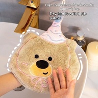 Serviette de cuisine en velours corail épais et absorbant, motif animal de dessin animé, idéale pour la salle de bain des enfants