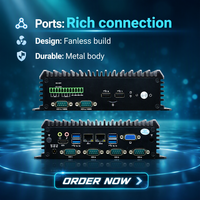 PC industriel embarqué avec 6 ports COM GPIO, Intel I3 I5 I7 4-12e génération, mini-ordinateur sans ventilateur, double affichage VGA HD, OEM/ODM pour l'automatisation