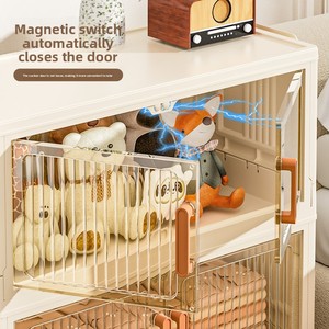 Boîte de rangement pliable à double porte en plastique, cinq niveaux, moderne et simple, pour vêtements, jouets, collations, organisation domestique - Product Image 4