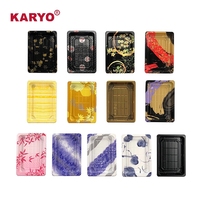 Boîte à sushi rectangulaire en plastique Karyo 1105, récipient alimentaire, plateau à sushi jetable avec couvercle transparent