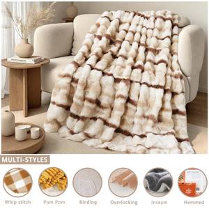 Escritório de Design Personalizado Multi-Uso Lance Grosso Coelho Faux Fur Flanela Dupla face Reversível Sólido Dobrado De Malha Cobertores De Inverno - Product Image 6