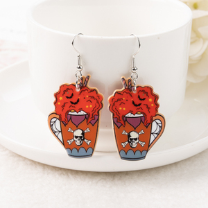 1 par de pendientes colgantes de Halloween acrílico café para mujer regalo de cumpleaños - Product Image 3