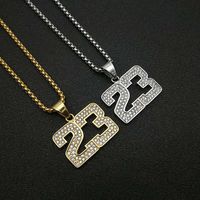 Hip Hop glacé basket-ball 23 numéros étanche en acier inoxydable mode pendentif colliers plaqué or 18 carats pour homme homme hommes