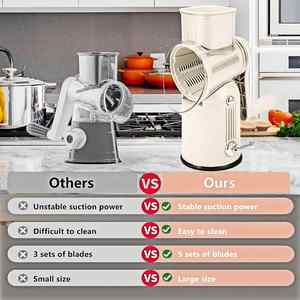 Kitchen 5 in 1 Manual Drum Rotary Cheese Grater Round Mandoline <b>Vegetable</b> <b>Cutter</b> Potato Slicer Food Chopper Safe Food Grinder - Product Image 4
