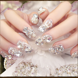 <span class=keywords><strong>Faux</strong></span> <span class=keywords><strong>ongles</strong></span> en gel souple de luxe, style dessin animé, avec strass scintillants, 24 pièces, <span class=keywords><strong>ongles</strong></span> artificiels en ABS, style <span class=keywords><strong>mariée</strong></span>, colle - Product Image 2