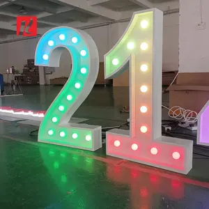 Kexian Custom 0-9 Led Marquee Numbers 3ft 4ft 5ft Light Up Marquee Letters RGB Colorful LED Marquee Numbers with Lights