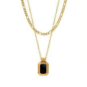 <span class=keywords><strong>Prix</strong></span> usine femmes accessoires bijoux chaîne de fer alliage noir carré pendentif multicouche lumière collier chaîne pour mariage - Product Image 4