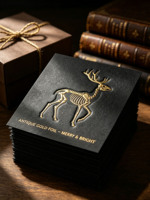 Pegatinas Góticas Navideñas con Relieve Dorado - Calcomanías Ecológicas de Papel Negro Artístico para Regalos y Empaque de Eventos