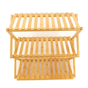 Factory wholesale minimalist modern multi-layer bamboo folding <b>shoe</b> rack, no installation required, suitable for dormitory - Product Image 2