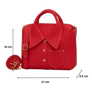 Sac à bandoulière Fana Macarena rouge raffiné, grande capacité, portable, pour femme, avec fourrure et chaîne décorative, pour toutes les saisons - Product Image 2
