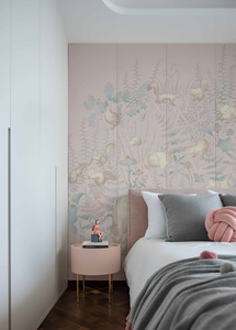 Papier peint texturé en lin, motif floral vert clair, art linéaire neutre, murale botanique pour la décoration intérieure scandinave, rendu des couleurs élevé - Product Image 6