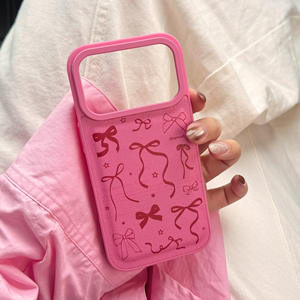 Funda para iPhone 17 Pro Max, estilo coreano, con lazo rojo rosa, de cuero, con ventana grande, cobertura total, anticaídas. - Product Image 6