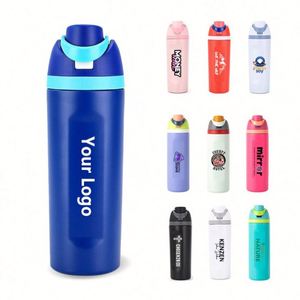 Bouteille d'eau isotherme moderne en acier inoxydable avec paille, portable, pour l'extérieur, 16oz, 19oz, 24oz, 32oz - Product Image 1