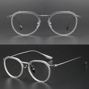 ピュアチタンゴールドハーフリム眼鏡フレームソリッドパターンデザイナー女性用光学メガネアイウェア2022 - Product Image 4