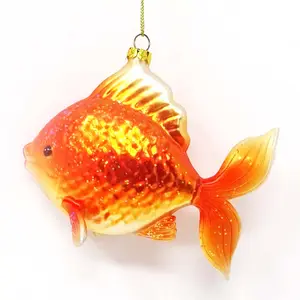 Adornos navideños personalizados de fábrica, lindo colgante de pez dorado