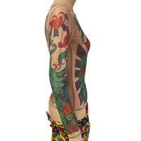 Disfraz de diseño gótico para mujer con estampado de tatuaje de fantasía vibrante, ropa de actuación de escenario superior para Cosplay y fiestas de vestir temáticas