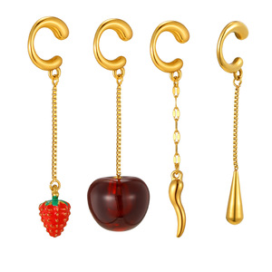 Boucles <span class=keywords><strong>d</strong></span>'oreilles clipsables géométriques en acier inoxydable plaqué or avec résine, pour femmes, à porter en soirée, sans perçage, bijoux fantaisie - Product Image 5