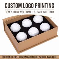 Ensemble de balles de golf promotionnelles, 6 balles blanches, logo imprimé sur mousse noire, balles de golf personnalisées pour le terrain de golf