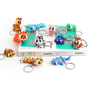 Porte-clés animal imprimé en 3D multicolore avec de grands yeux, mignon, ludique et articulé, accessoire créatif pour clés - Product Image 1