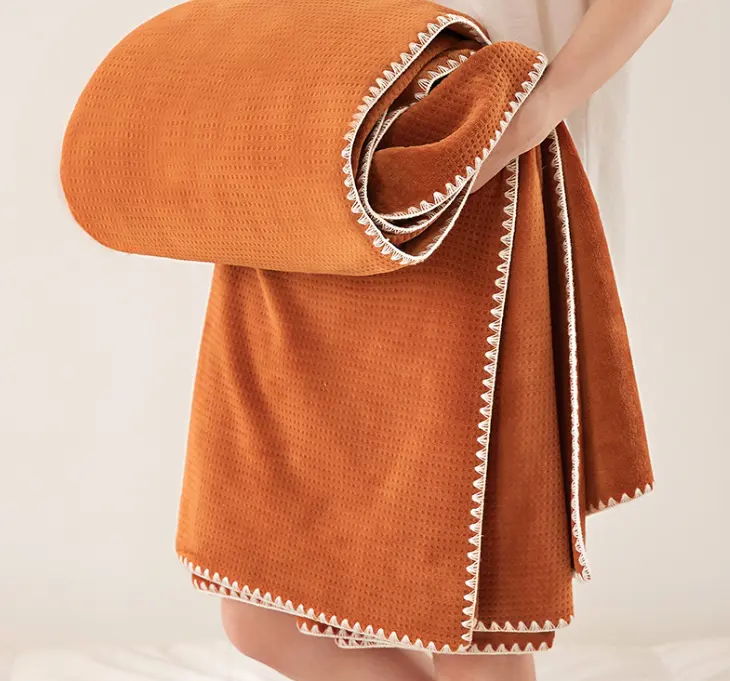 Cobertor de waffle orgânico de design popular, cobertor personalizado confortável e macio