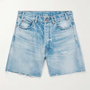 Wholesale Summer Men's High Quality Plus Size Jorts Baggy Jean Shorts Custom Logo Premium Solid Color Denim Jeans Shorts For Men