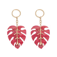 Porte-clés en métal feuille de palmier tropicale, breloque Monstera ajourée, pendentif plante verte, cadeau personnalisé
