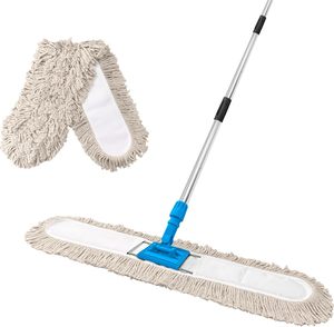 Serpillère à tête en coton réutilisable, robuste, à long manche, pour usage industriel, séchage rapide, pour entrepôt, bureau, sols en bois dur, élimination de la poussière - Product Image 1