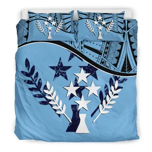 Custom Printed Polynesian Kosrae Duvet Cover Set Kosrae Flag Pattern King Size Comforter Set Luxury Bed Bedding