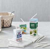 Paille en papier en forme de U jetable de qualité alimentaire écologique emballée individuellement paille à boire blanche pour boîte à lait de jus