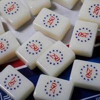 Jeu de Mahjong Américain Landmark National des États-Unis, Tuiles de Mahjong en Acrylique Ivoire Imprimées sur Mesure, Jeu de Table de Loisirs, Vente en Gros, Emballé en Boîte