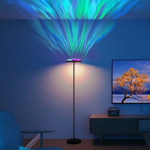 Modern RGBIC LED Floor Lamp Projector Touch Control Multicolored Round Shade Warm White Ambient <b>Lighting</b> for Living Room - Product Image 4